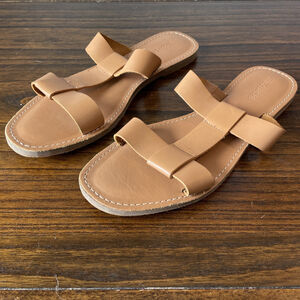 NWOT Madewell The Boardwalk T-Strap Slide Sandal Tan Brown Women’s 10.5